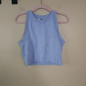 Madewell Crochet-Trim Crop Sweater Tank in Blue Size L